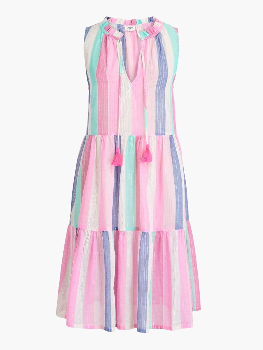 NWT J. Crew Ruffle Shimmer Beach Dress Coverup in Regal Rose Gold Multi, L